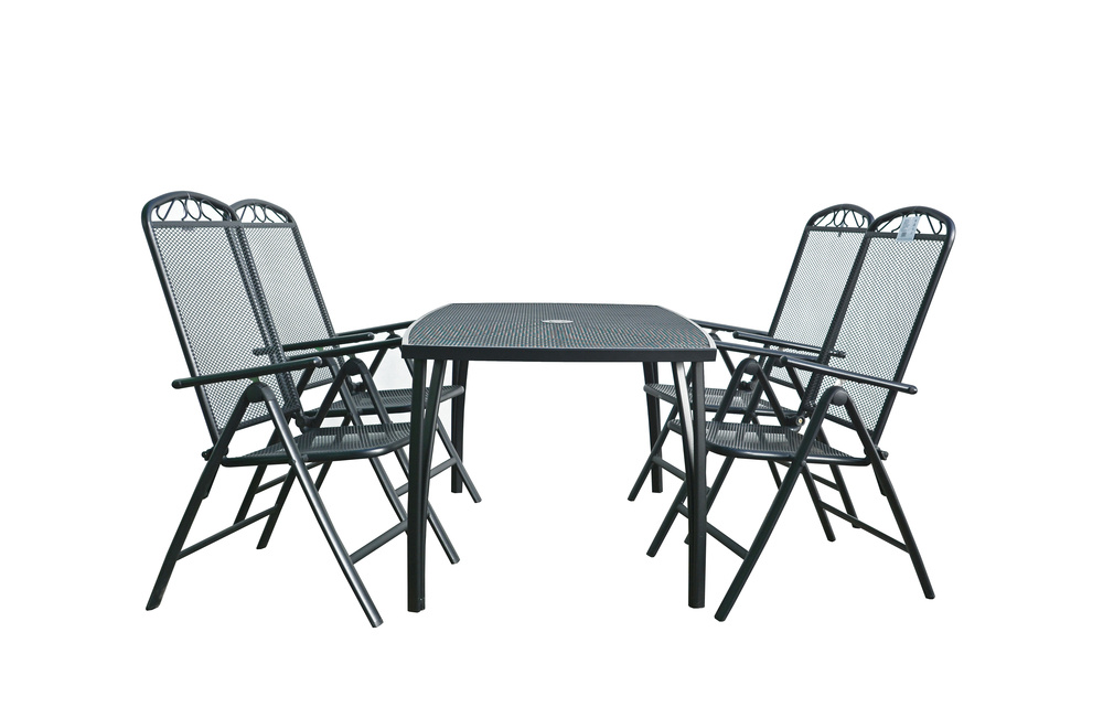 Set stůl ZWMT-24 tmavě šedá + 4x křeslo ZWMC-38 tmavě šedá