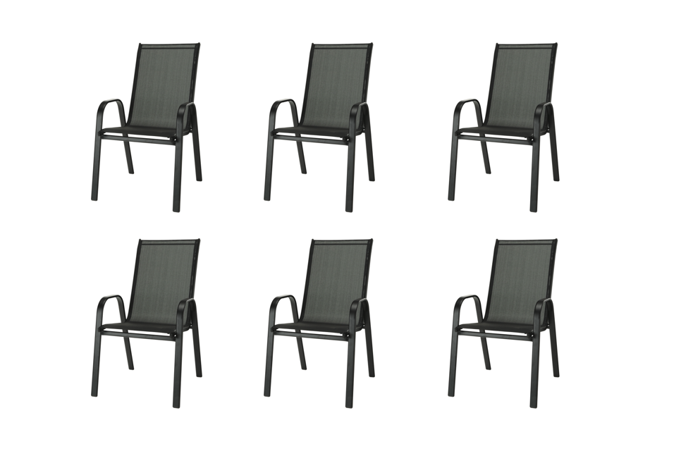 Zahradní židle VALENCIA 2 černá, stohovatelná IWH-1010010 sada 6ks