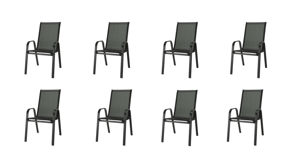 Zahradní židle VALENCIA 2 černá, stohovatelná IWH-1010010 sada 8ks