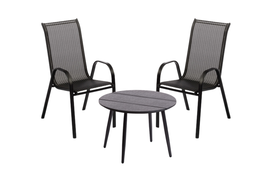 Jídelní set ELCHE antracit + 2x židle VALENCIA 2 černá IWH-10150037