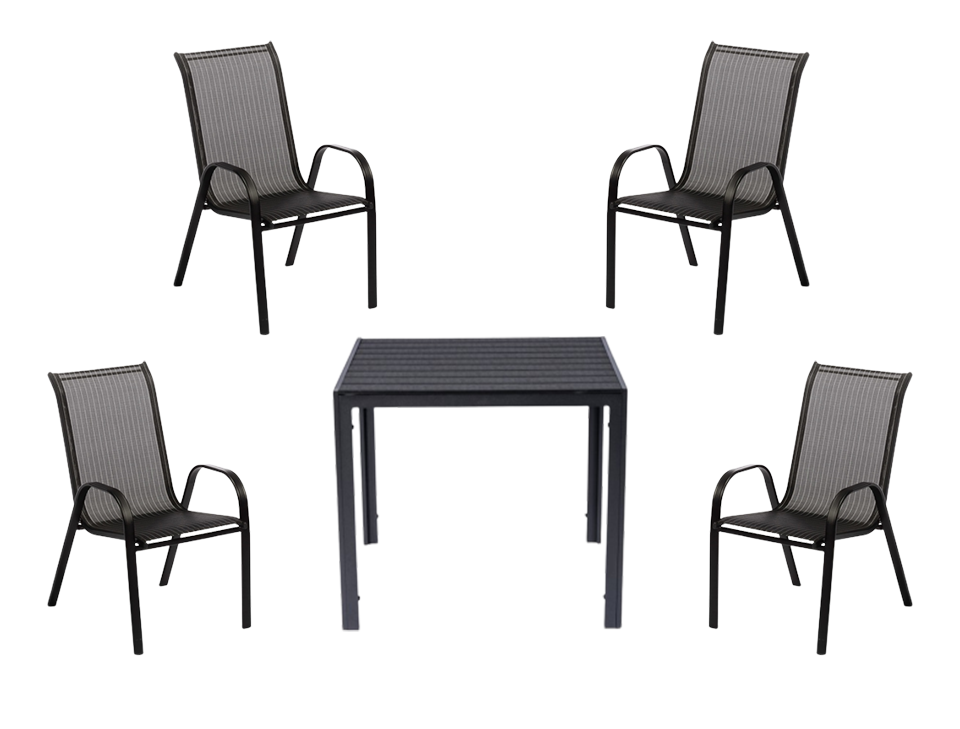 Jídelní set VIGO M antracit + 4x židle VALENCIA 2 černá